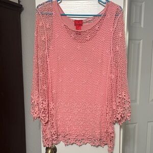 Chic Pink Lace Blouse for Women